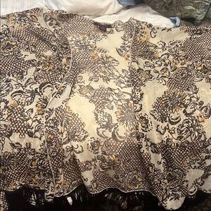 Floral Patterned Kimono with Fringe